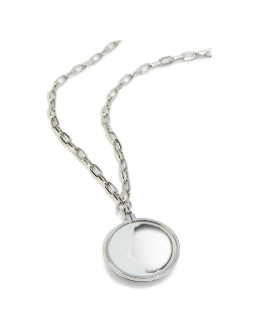 Liviana Conti White Zaira Circular-Pendant Cable-Link Necklace