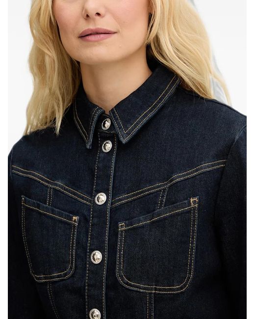 Morgan Black Button-Up Denim Mini Dress