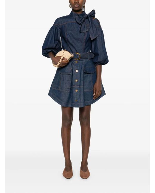 Zimmermann Blue Button-Fastening Cargo Skirt