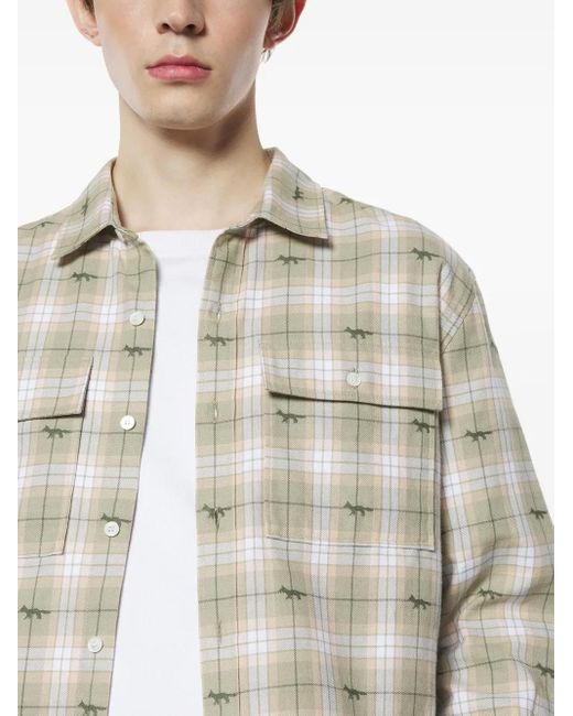 Maison Kitsuné White Checked Shirt for men