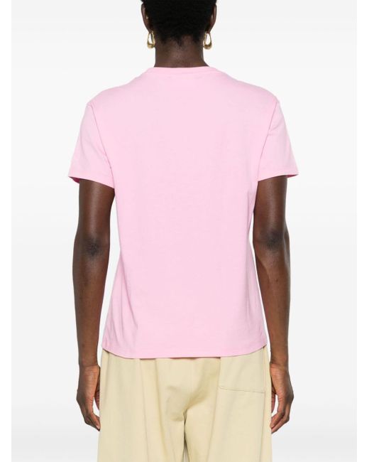 Mc2 Saint Barth Pink T-Shirt mit Slogan-Stickerei