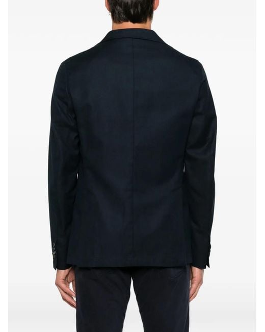 Manuel Ritz Blue Notched-Lapel Single-Breasted Cotton Blazer for men