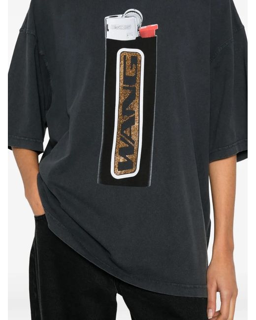 Alexander Wang Blue Rhinestone-Embellished Graphic-Print T-Shirt