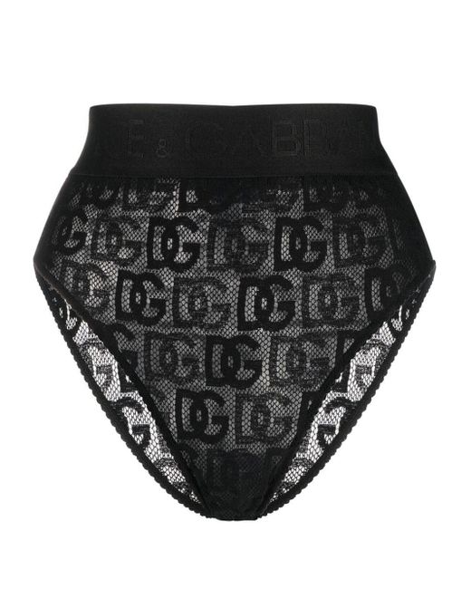 Dolce & Gabbana Logo-waistband Monogram Thongs in Black | Lyst