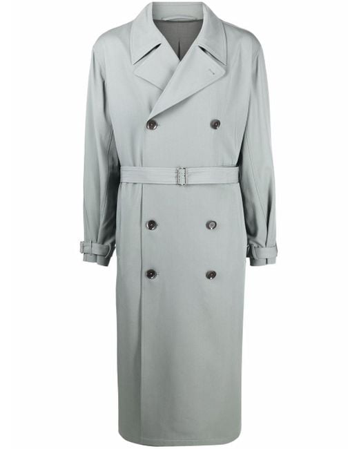 Lemaire Wool Double-breasted Soft Trench Coat in Blue - Lyst