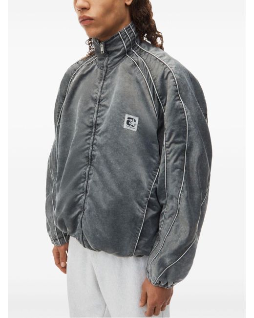 Alexander Wang Panelled Faded Bomber Jacket in Gray for Men Lyst