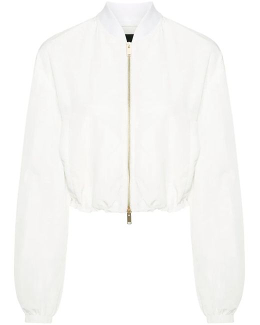 Fabiana Filippi White Cropped Bomber Jacket