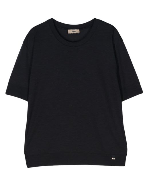 Herno Black Fine-knit Short-sleeved Jumper