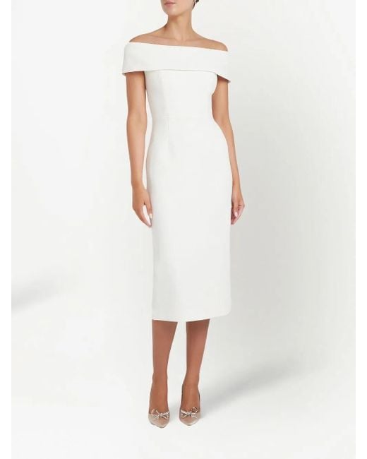 Rebecca Vallance White Amore Off-Shoulder Midi Dress