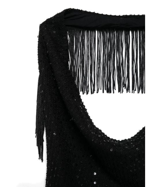 IRO Black Sequin-Embellished Fringe Top