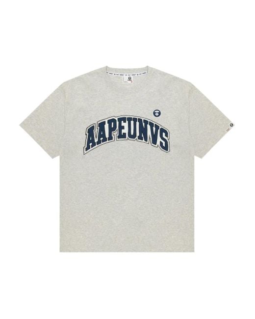 Aape By A Bathing Ape Gray Aapeunvs College Graphic-Print T-Shirt for men