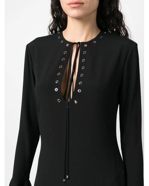 Blumarine Black Eyelet-Detail Asymmetric Dress