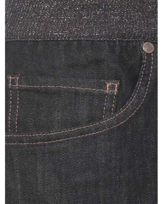 Panicale Blue Drawstring Gathered Jeans