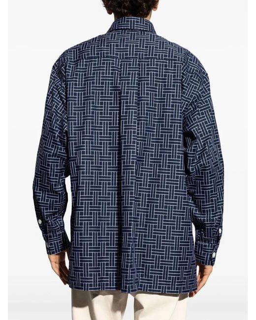 KENZO Blue Logo-Print Shirt for men