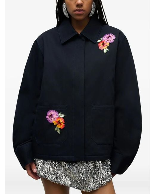 Area Blue Cargo-Jacke mit Blumenstickerei