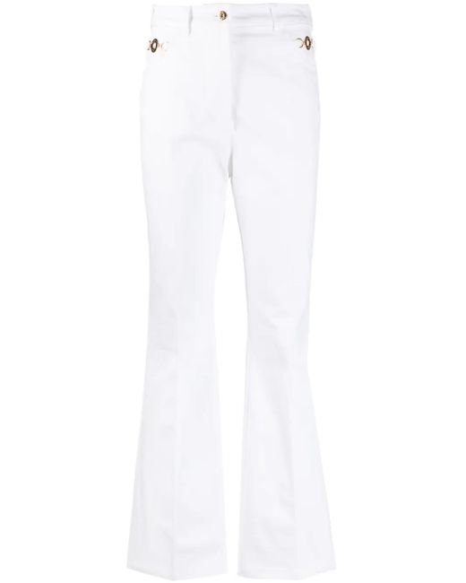 Patou White Logo-Embroidered Flared Jeans