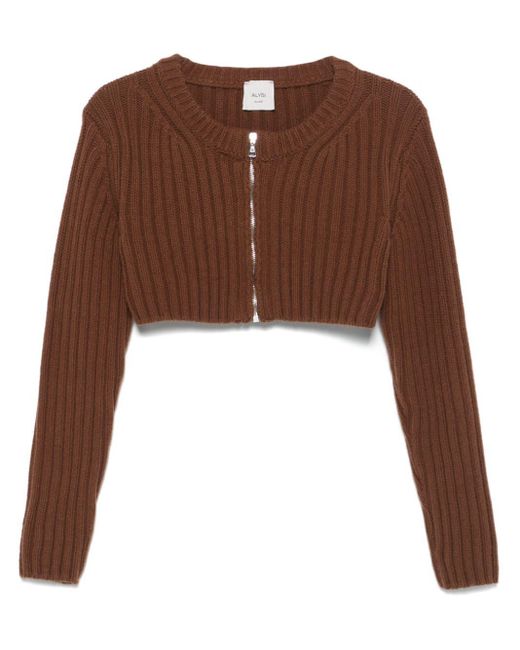 Alysi Brown Cropped Cardigan