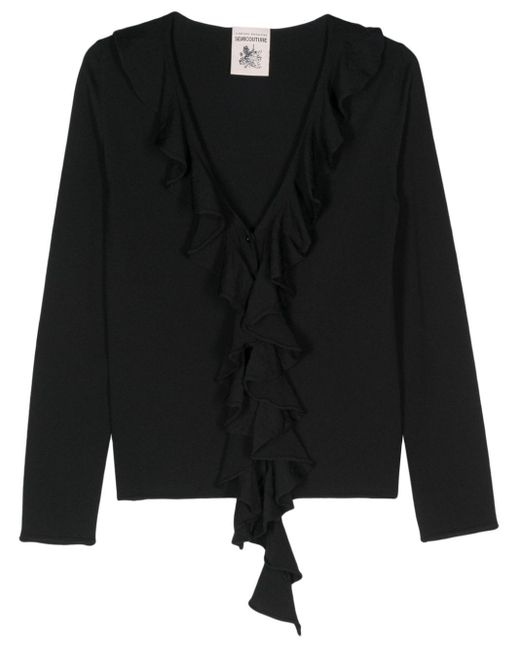 Annalisa ruffle-detail cardigan Semicouture de color Black