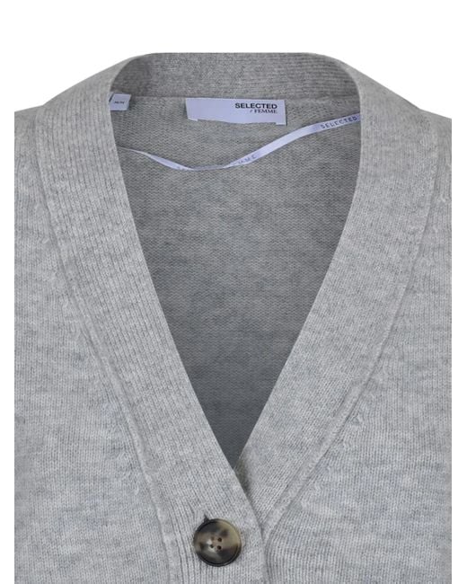 SELECTED Gray Button-Up Cardigan