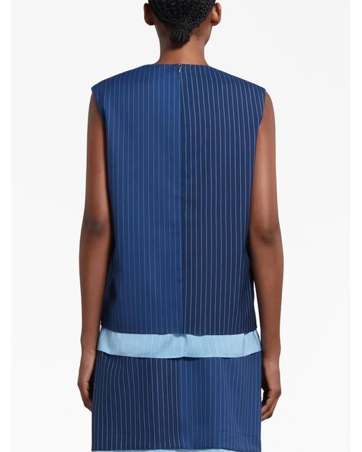 Marni Blue Colour-Block Sleeveless Blouse