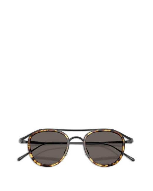 Giorgio Armani Gray Round-Frame Tortoiseshell Sunglasses for men