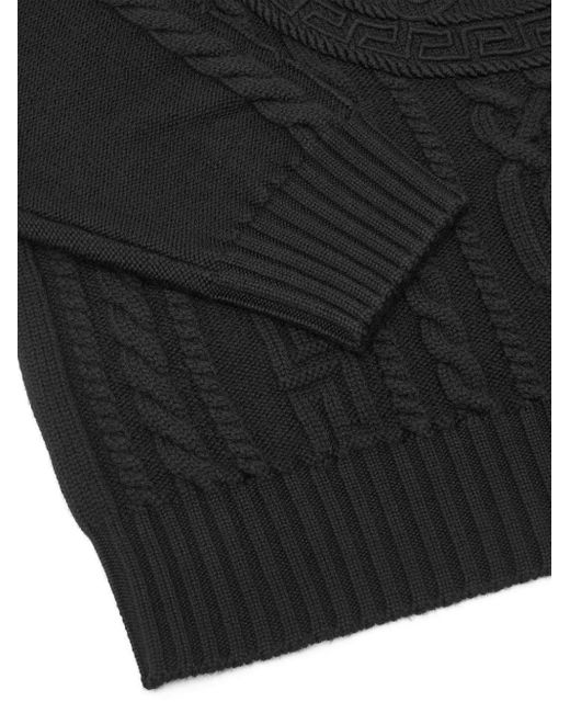 Versace Black Medusa Head Cable-knit Jumper for men