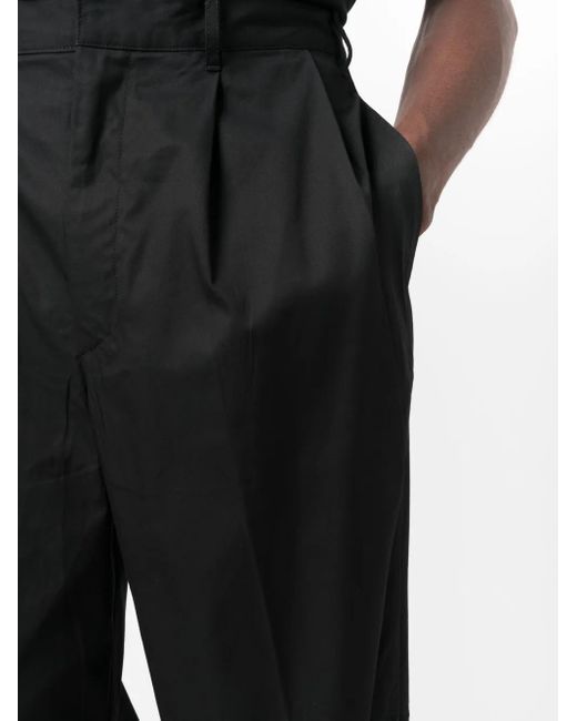 Emporio Armani Black Pleat-Detail Straight-Leg Trousers for men