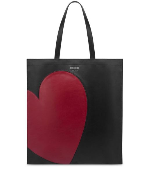 Moschino Red Heart-panelled Leather Tote Bag for men