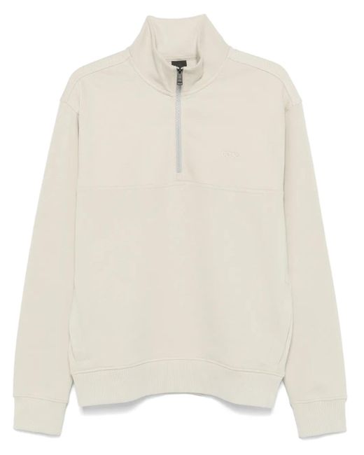 Boss White Half-Zip Sweater for men