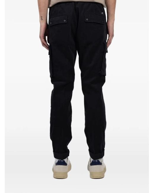 Mason's Black Cargo-Pocket Drawstring Trousers for men