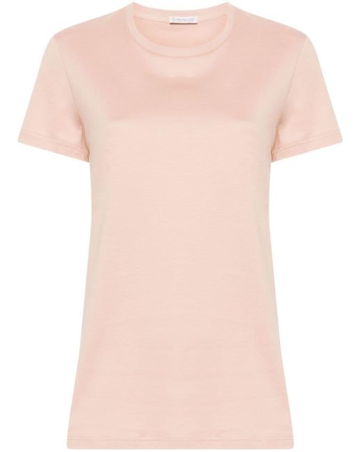 Moncler Pink T-Shirt mit Logo-Patch