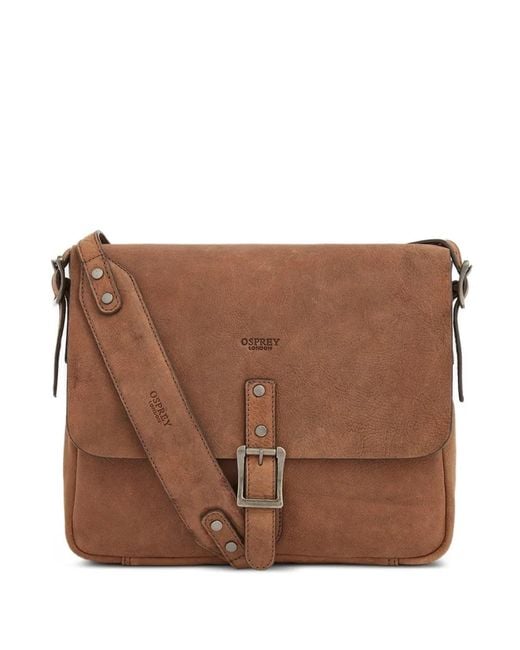Osprey Brown Clayton Buckle-Fastening Messenger Bag for men