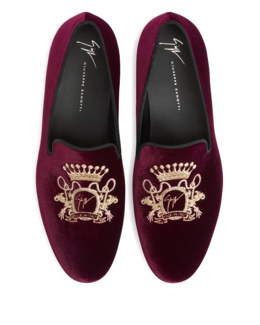 Giuseppe Zanotti Brown Terence Embroidered-Detail Loafers for men