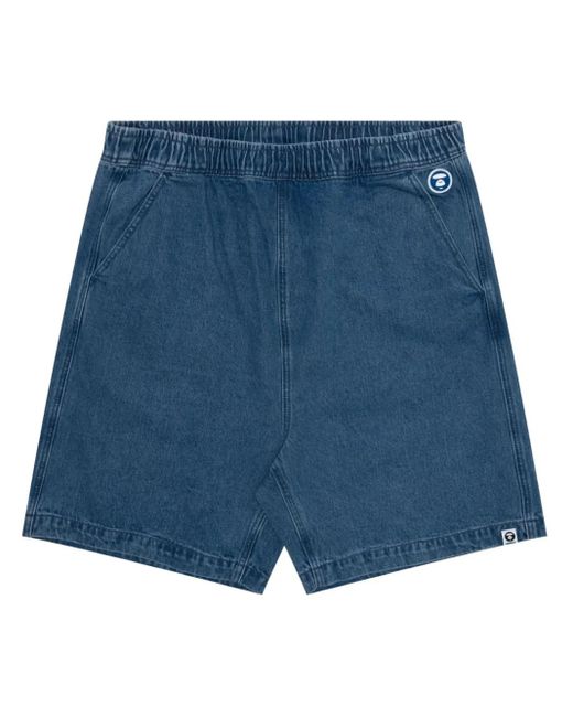 Short En Jean À Logo Embossé Aape By A Bathing Ape pour homme en coloris Blue