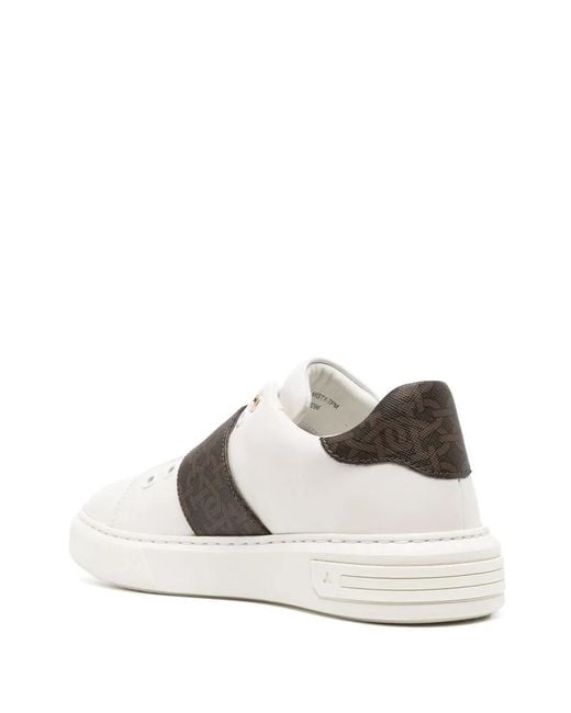 Bally White Monogram-Pattern Buckled Sneakers