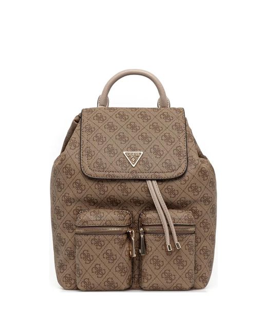 Guess Natural Manhattan Monogram Flap Backpack