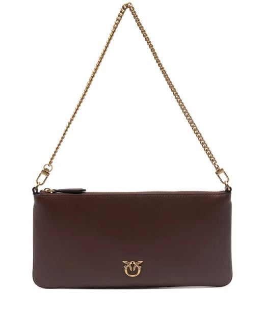 Pinko Brown Chain Flat Shoulder Bag