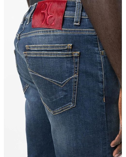 Billionaire Blue Logo-Patch Straight-Leg Denim Jeans for men