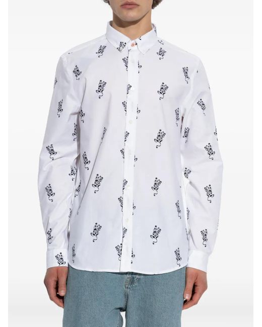 Paul Smith White Graphic-Print Shirt for men