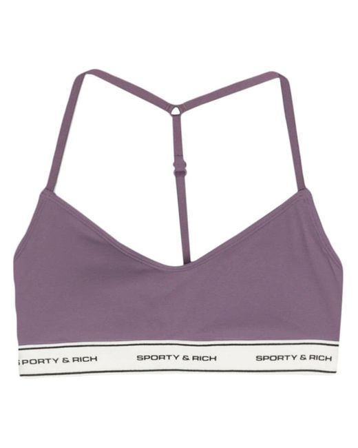Sporty & Rich Purple Logo-raised Sports Bralette
