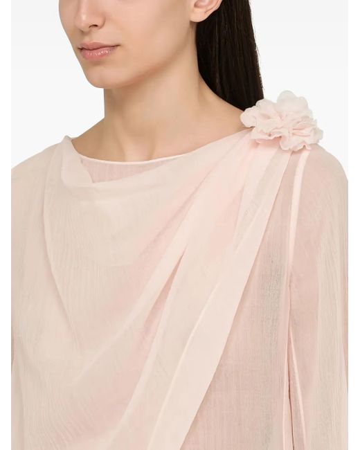 Chloé Gedrapeerde Top Verfraaid Met Bloemen in het Natural