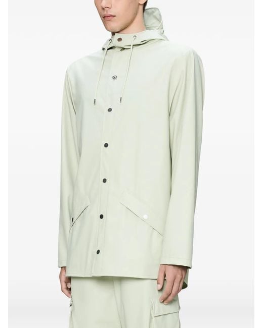 Rains ボタン フーデッドジャケット White