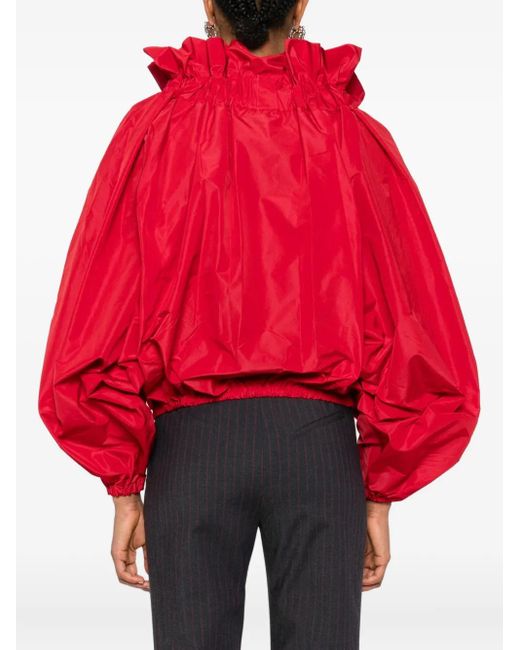 Patou ラッフルネック ブラウス Red