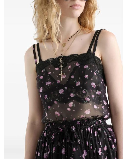 Dolce & Gabbana Black Floral Lace Tank Top
