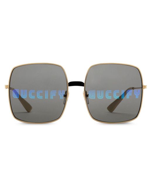 Rectangular-frame sunglasses Gucci en coloris Gray