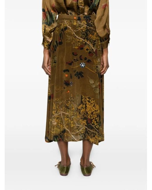 Yavi Green Floral Print Skirt