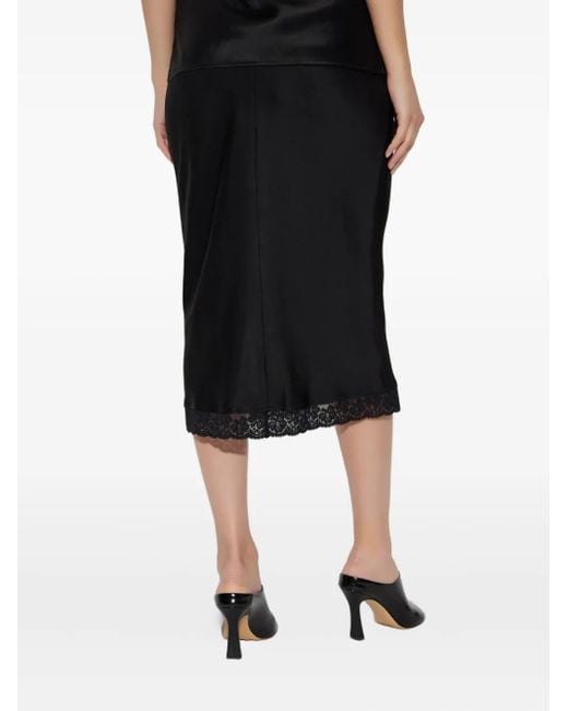 Victoria Beckham Black Lace-Trimmed Pencil Skirt