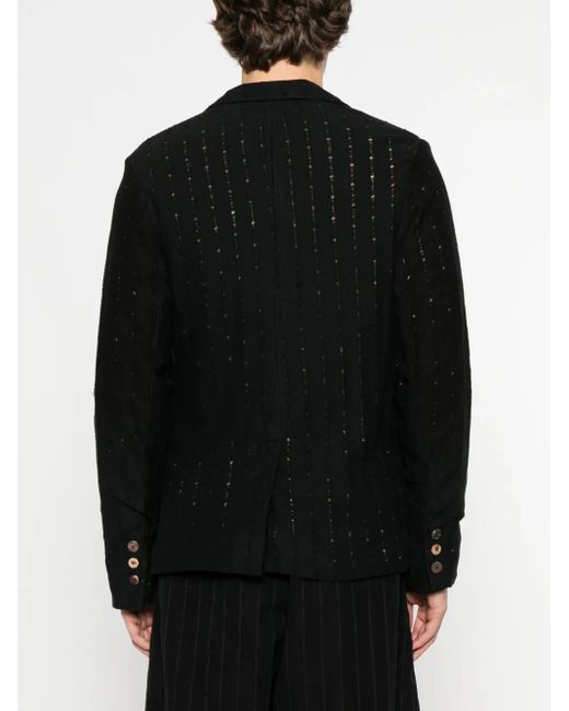 CHIAHUNG SU Black Distressed Blazer for men