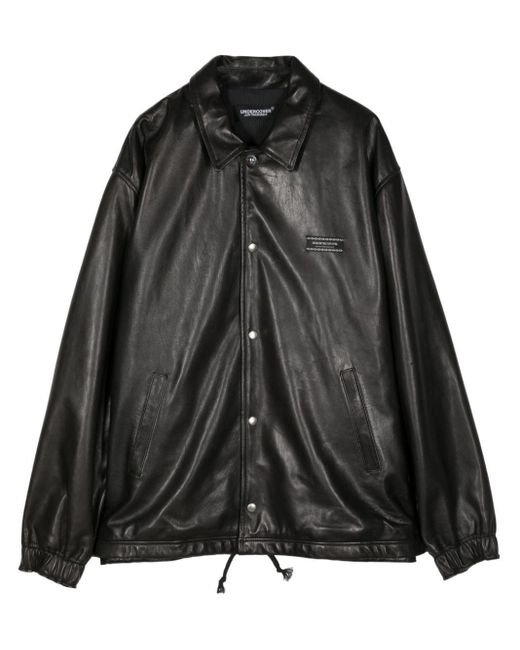 メンズ Undercover Logo-appliqué Leather Jacket Black