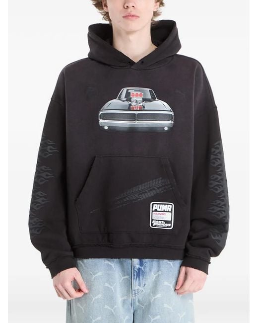 PUMA Gray X Fast & Furious Graphic-Print Hoodie for men